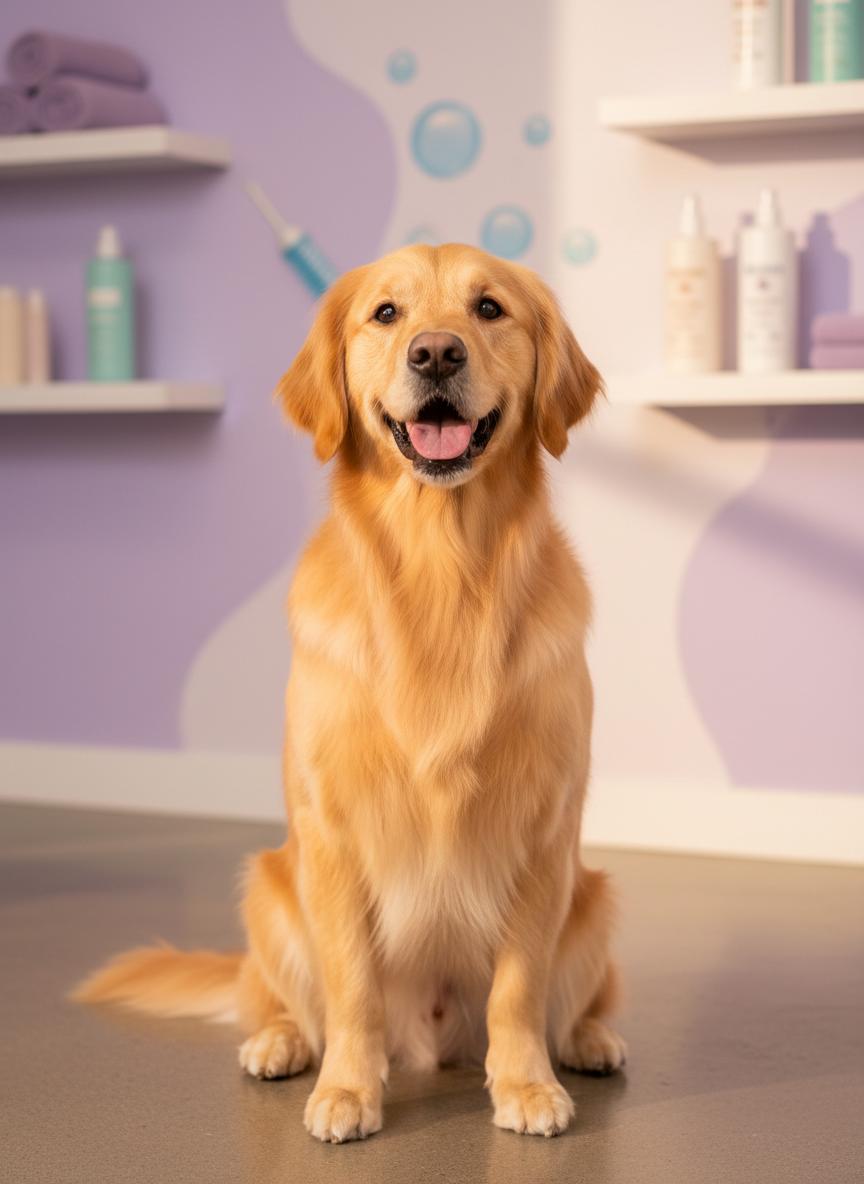 Gelukkige getrimde hond